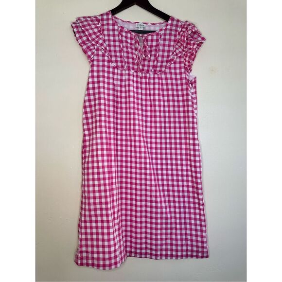 J. Crew Pink and White Gingham Flutter Sleeve Dress Size 6 - Picture 4 of 7